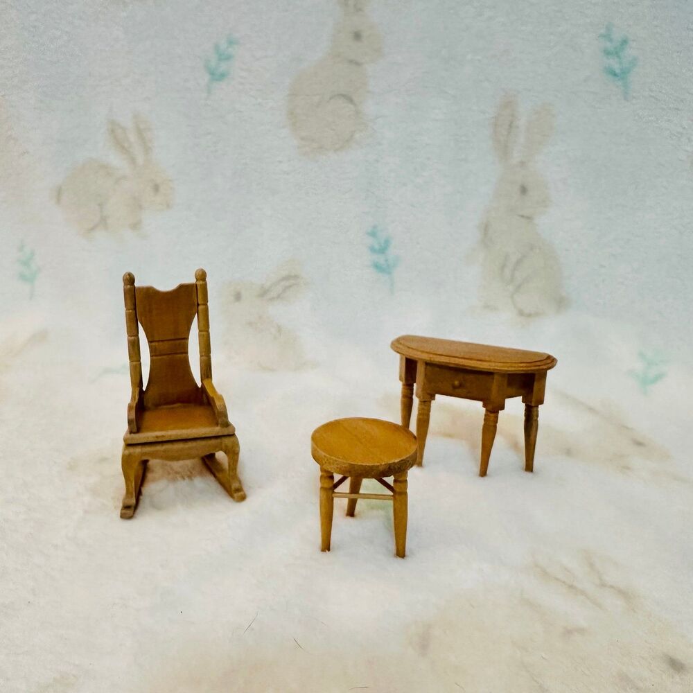Vintage Wooden Doll House Furniture